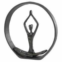 Cheapest ๐ Sculptures Danya B Circle Iron Sculpture With Figurine In Yoga Pose ๐งจ