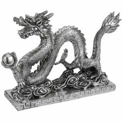 Best Pirce ⌛ Statues Oriental Furniture Chinese Dragon Statue - Silver 🛒