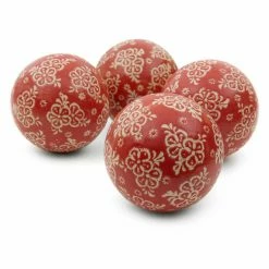 Best deal 🎉 Spheres & Orbs Oriental Furniture 4 Piece Flowers Porcelain Ball Set - Red / Beige 💯