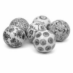Best reviews of 😉 Spheres & Orbs Oriental Furniture 6 Piece Decorative Porcelain Ball Set - Black / White 🔔