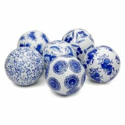 Best Pirce 🔥 Spheres & Orbs Oriental Furniture 6 Piece Decorative Ball Set - Blue / White 🥰