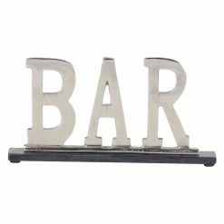 Deals 🛒 Words & Letters DecMode Modern Silver Aluminum And Marble Bar Sign Decor 🧨