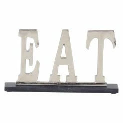 Best reviews of ⌛ Words & Letters DecMode Modern Silver Aluminum And Marble Eat Sign Decor ⭐
