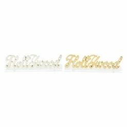 Cheapest 🛒 Words & Letters DecMode Silver And Gold Aluminum Hollywood Decorative Signs With Acrylic Base - Set Of 2 🔔
