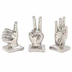 Best deal 🤩 Statues DecMode Ceramic Silver Hand Sign Sculpture - Set Of 3 🌟
