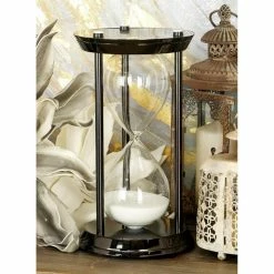 Coupon 🛒 Hourglass DecMode Metallic Black Iron And Glass Sand Timer 🤩