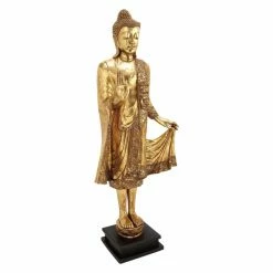 Best Pirce 👏 Sculptures DecMode Polystone Metallic Gold Standing Buddha Floor Sculpture ✔️