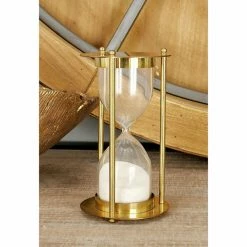 Best Pirce ✔️ Hourglass DecMode Brass Gold Finish Metal And Glass Sand Timer 💯