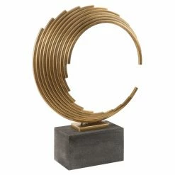 Deals 😍 Sculptures HN Home Kenaston Mid-Century Modern Curved Gold Rods Sculpture 💯